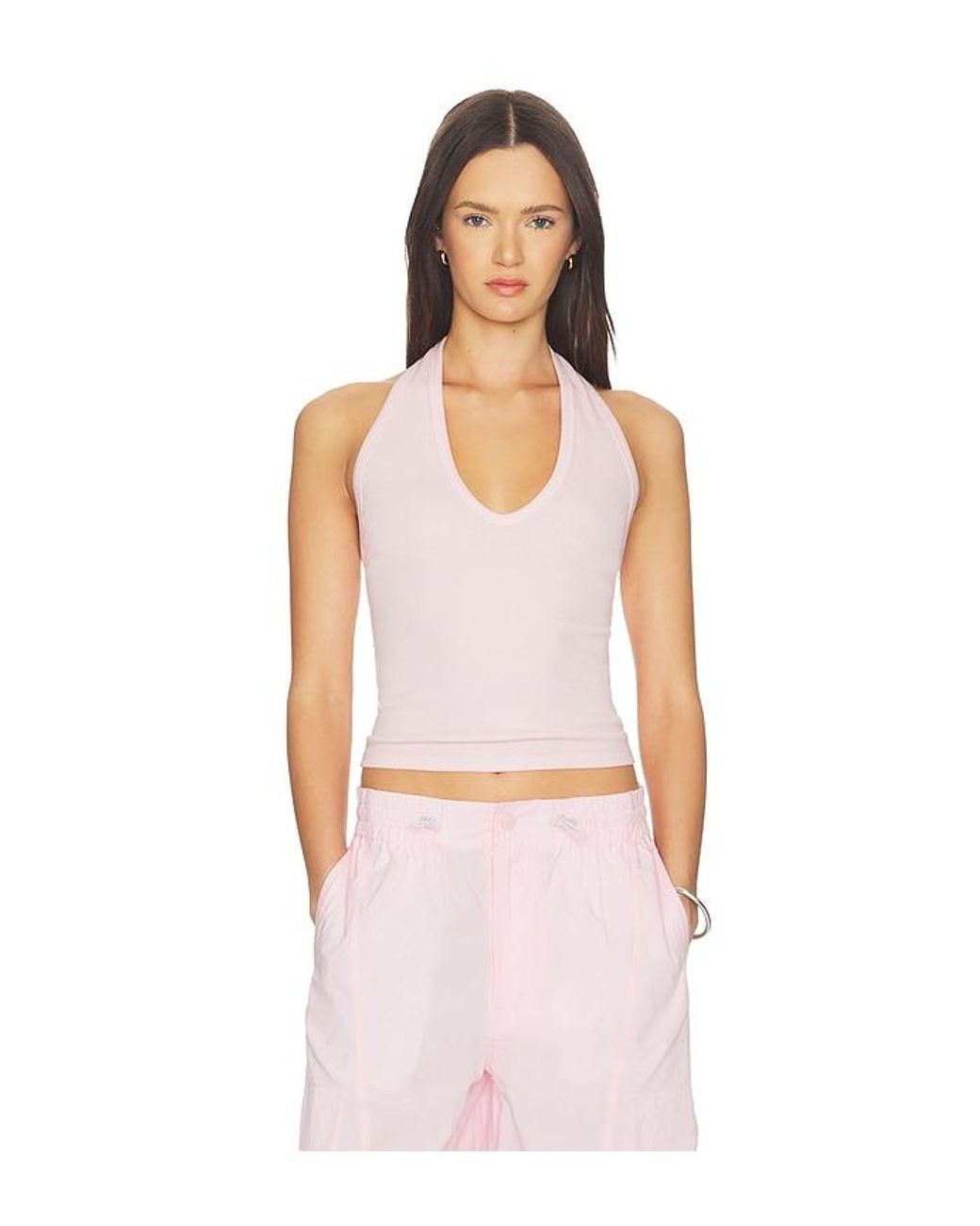 Enza Costa Multicolor Cotton Rib U Halter