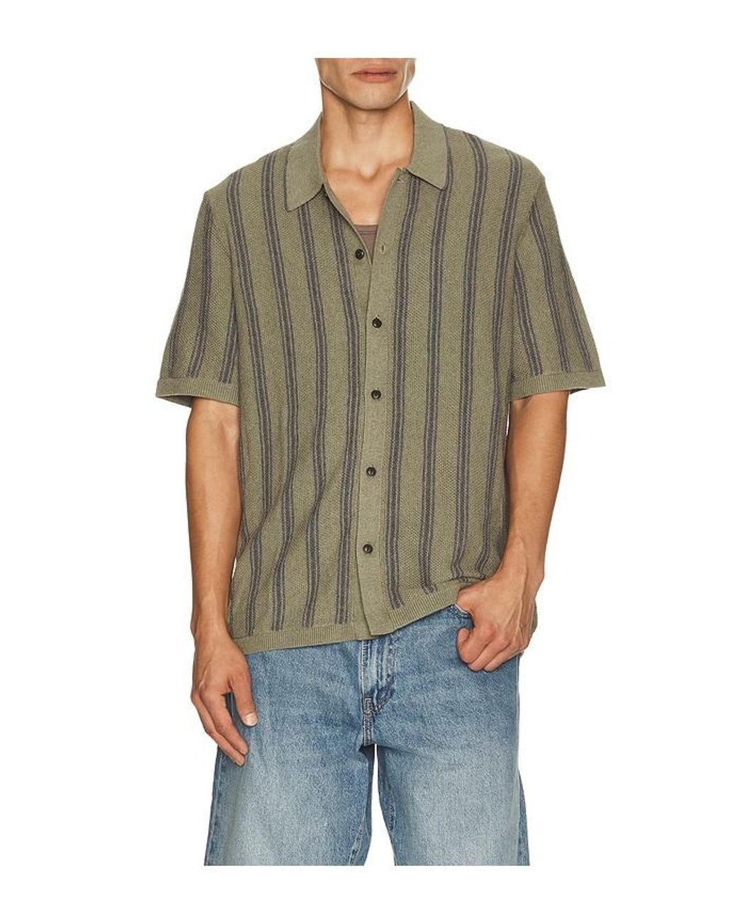 Faherty Brand Green Short Sleeve Knitted Shirt for men