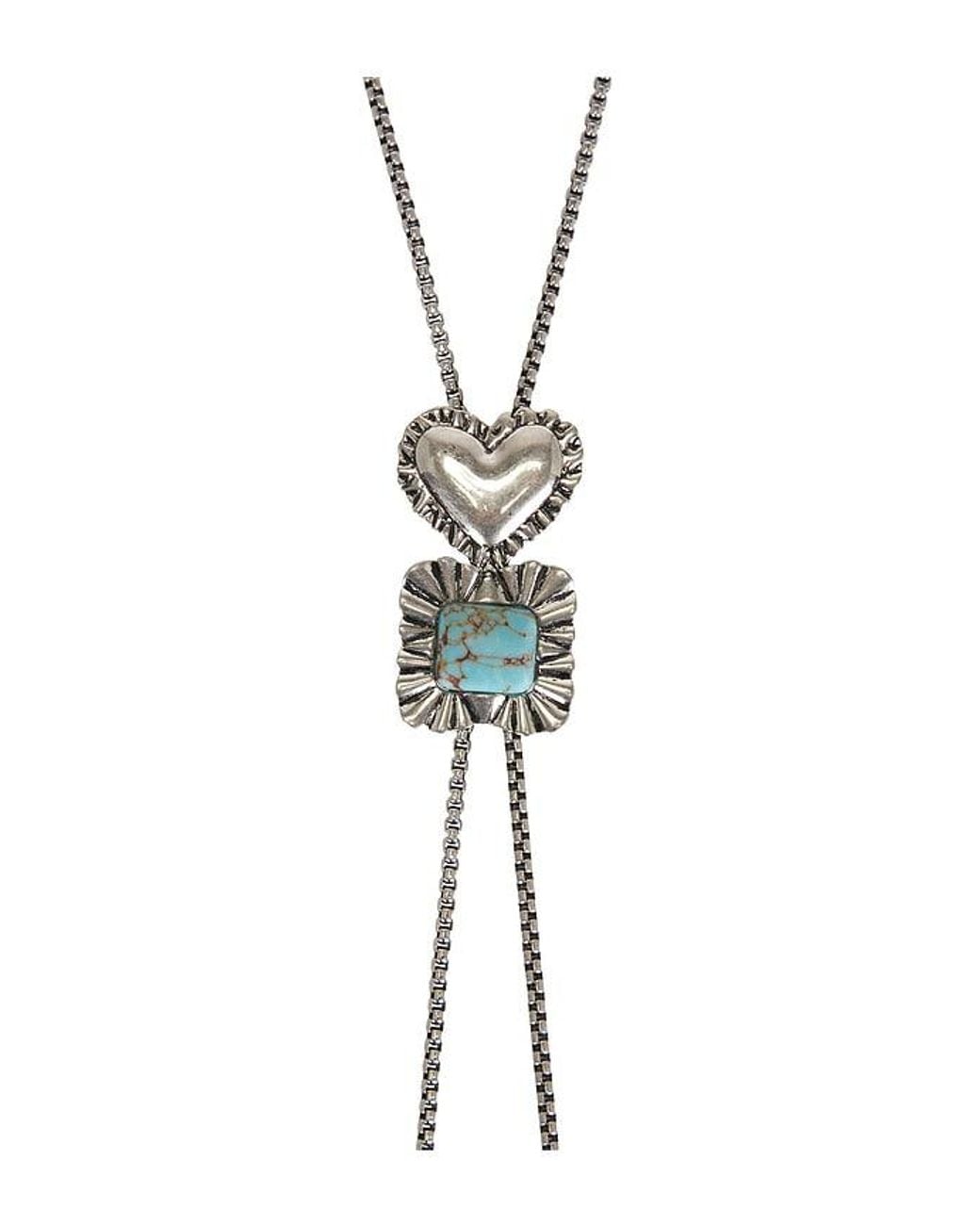 Lele Sadoughi Blue Ruffle Heart Bolo Necklace