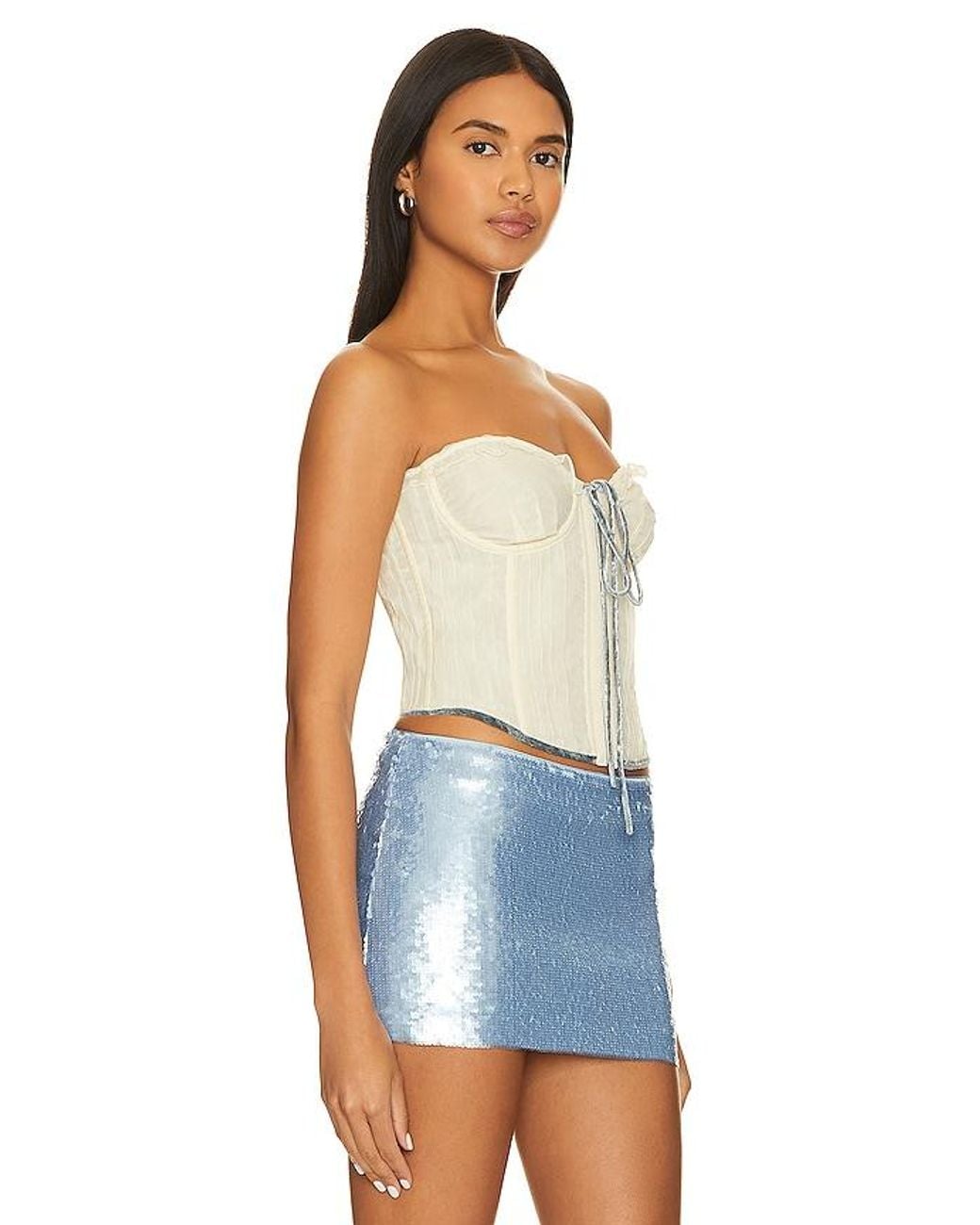 GUIZIO Blue Pintuck Corset