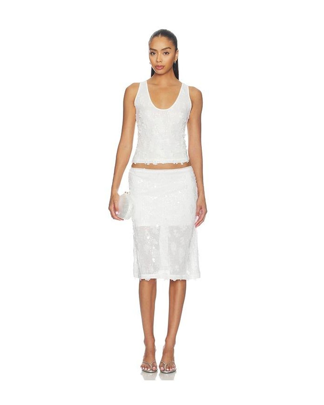 With Harper Lu White Mesh Tank Top