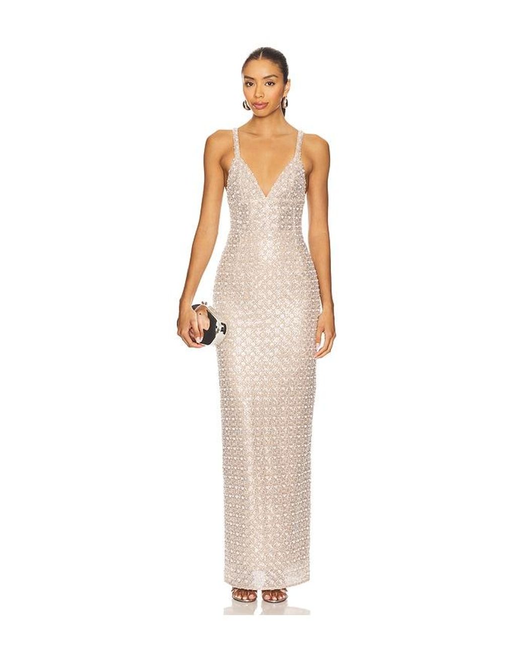 Bronx and Banco White Allegra Sequin Maxi Dress