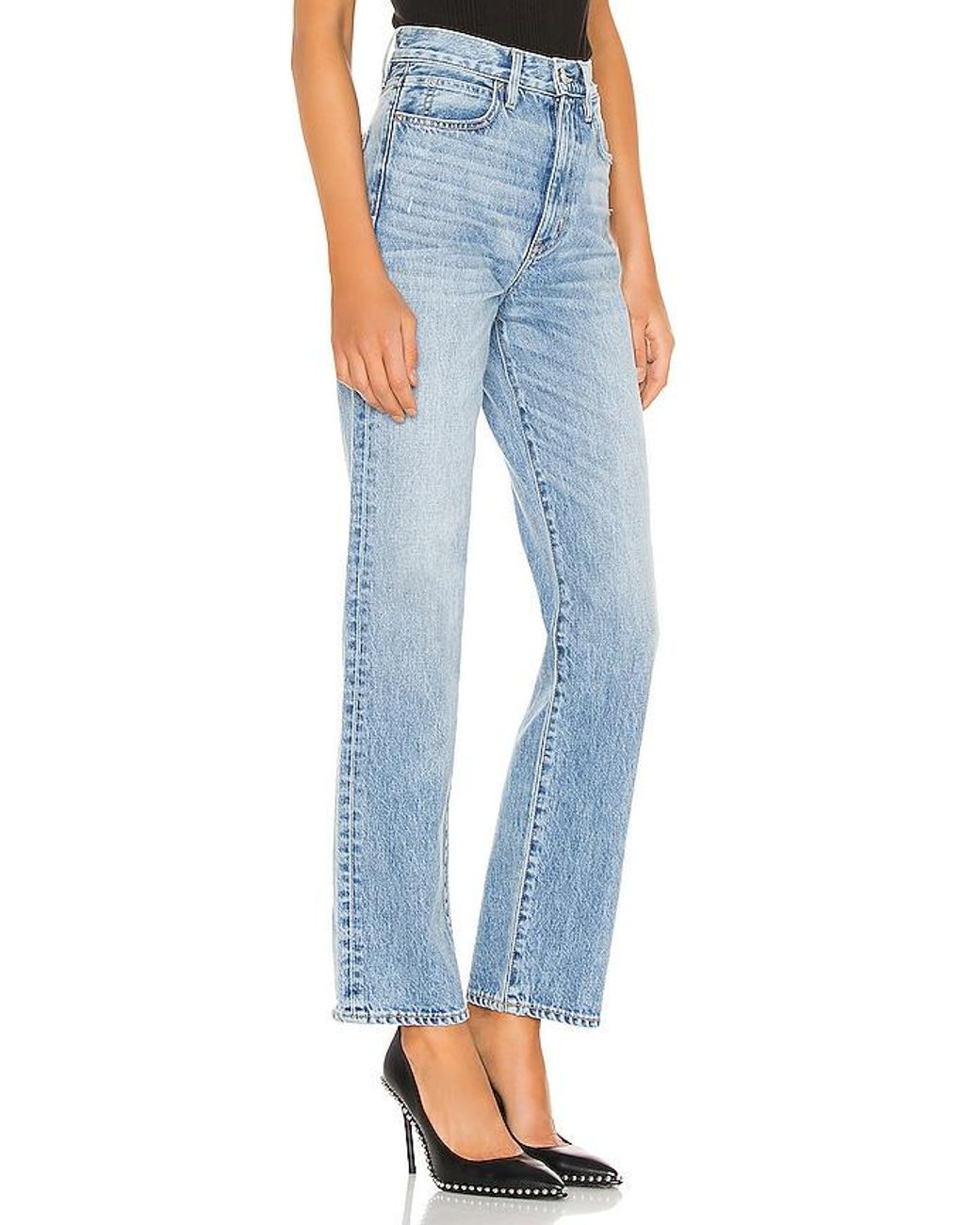 SLVRLAKE Denim Blue London High Rise Straight Jeans