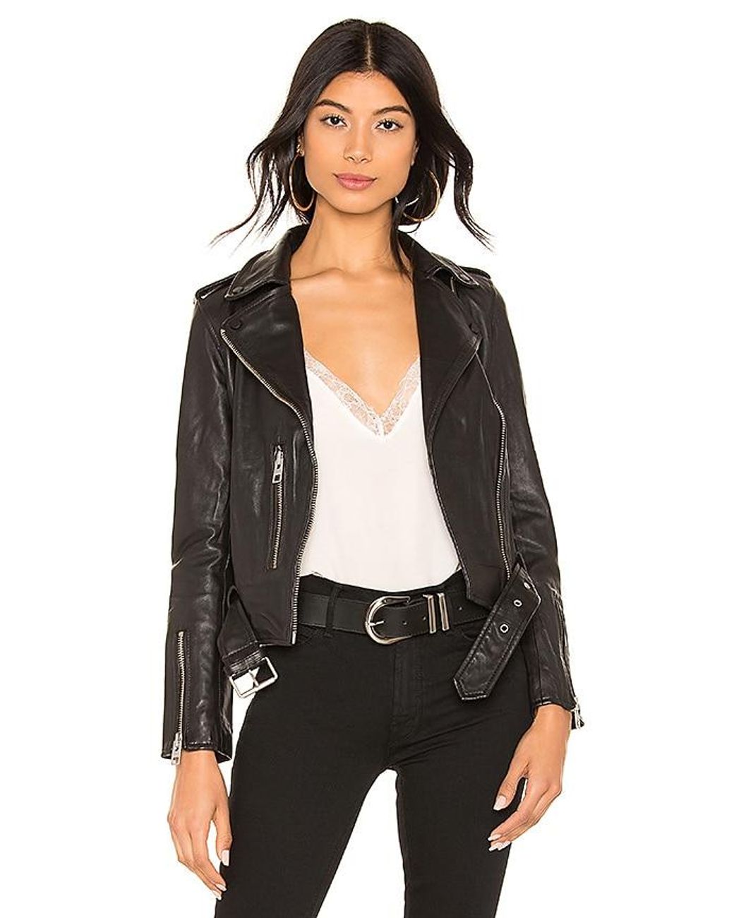 AllSaints Black Balfern Leather Biker Jacket