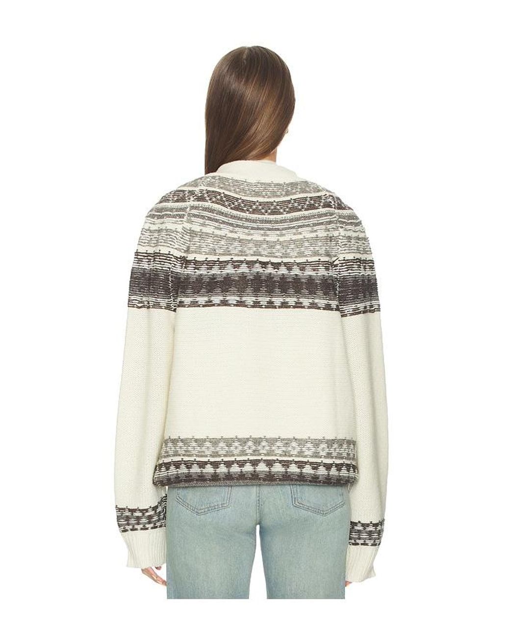Monse Natural Fold-Up Fair Isle Cardigan