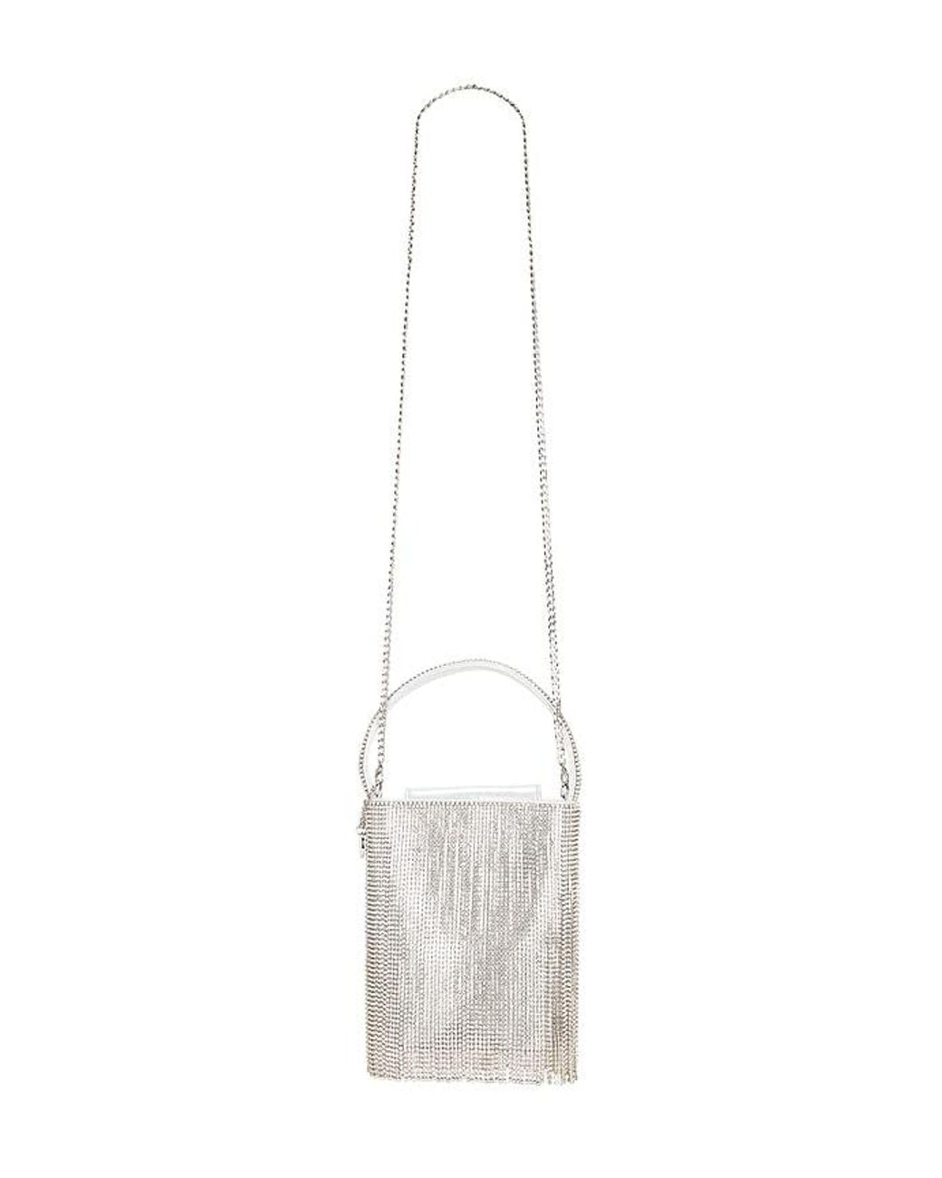 Olga Berg White Billie Crystal Fringe Bag