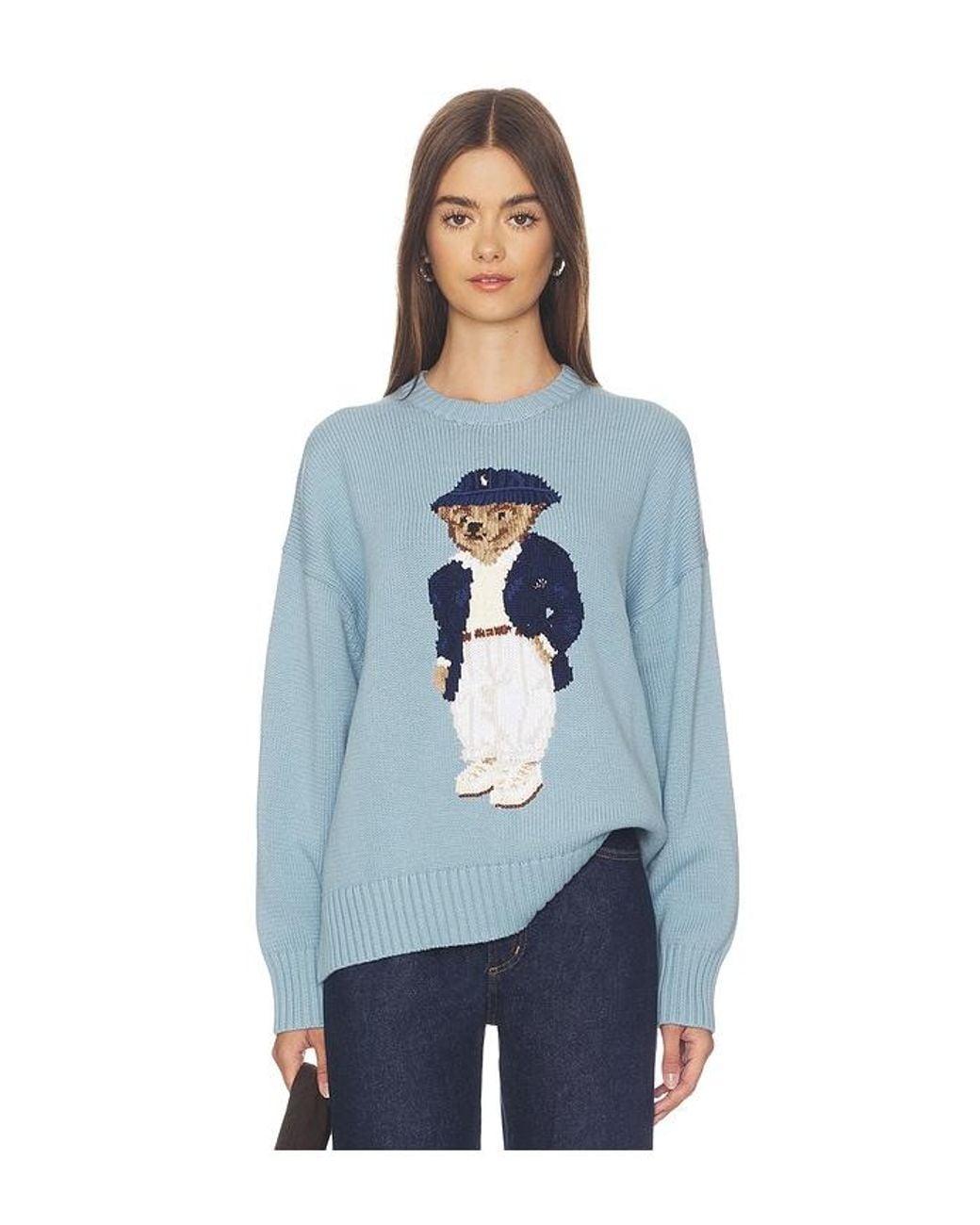 Polo Ralph Lauren Blue Cotton Bear Crew Neck Pullover