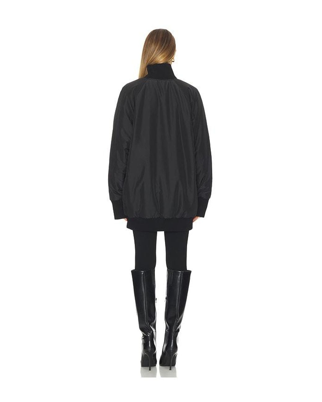 Norma Kamali Black Oversized Turtleneck Bomber Jacket Above The Knee