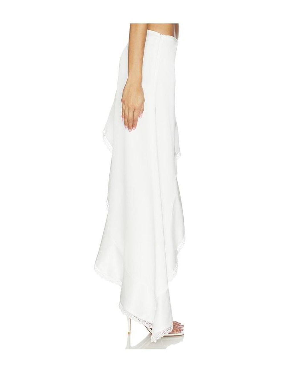 Runaway the Label White Loana Wavy Hem Maxi Skirt