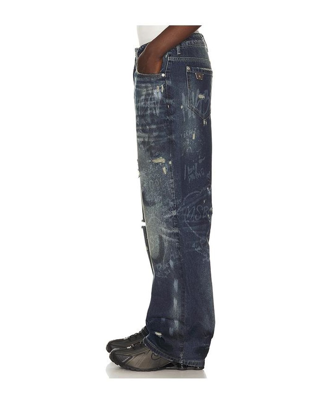 M I S B H V Blue Laser Tagged Denim Jeans for men