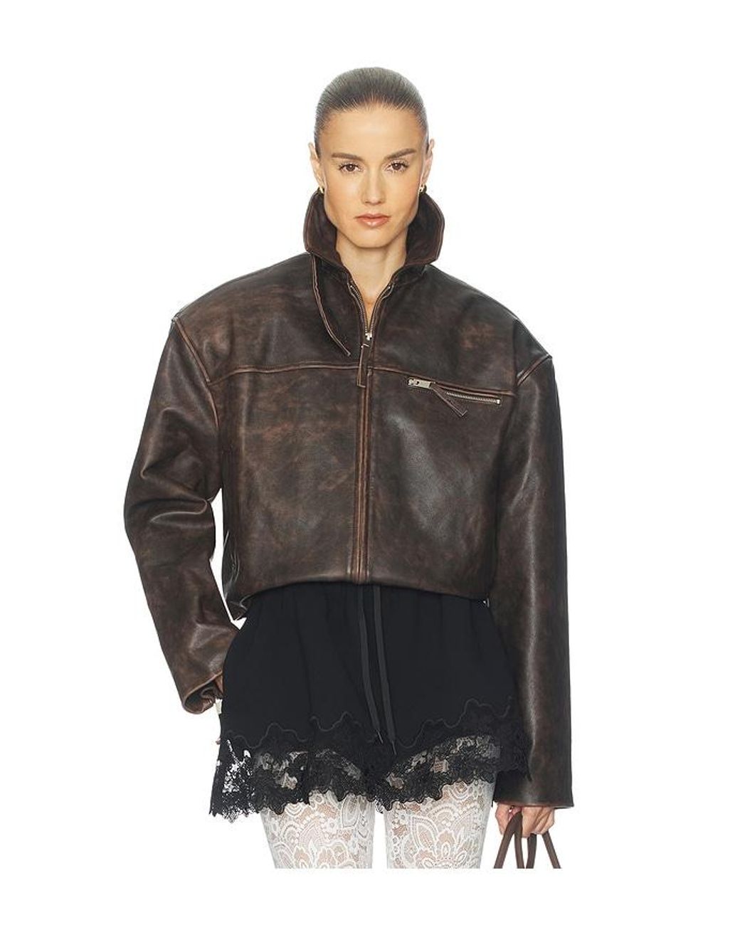 Helsa Black The Leather Oversized Moto Jacket