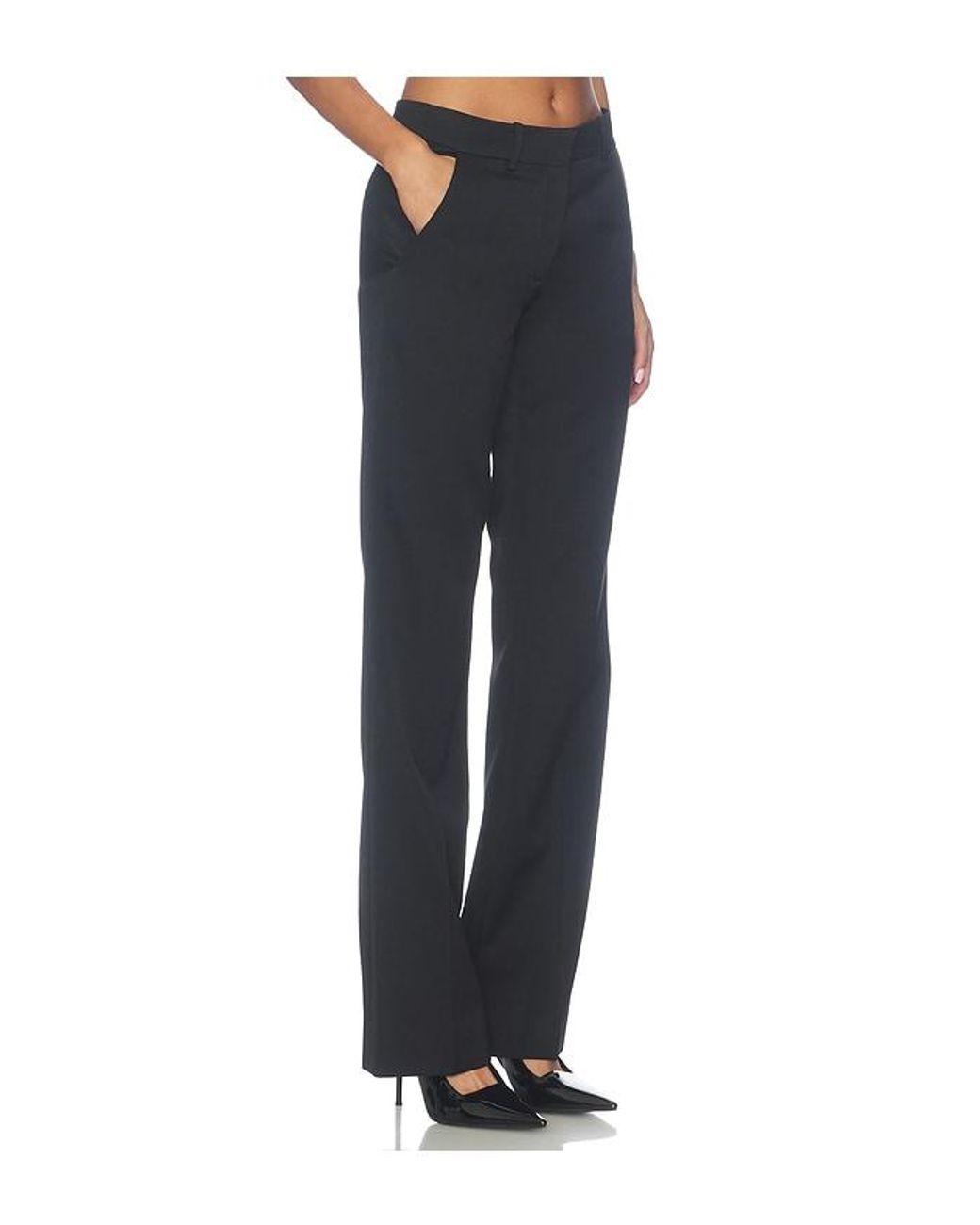 Balmain Blue Low Waist Satin Wool Pant