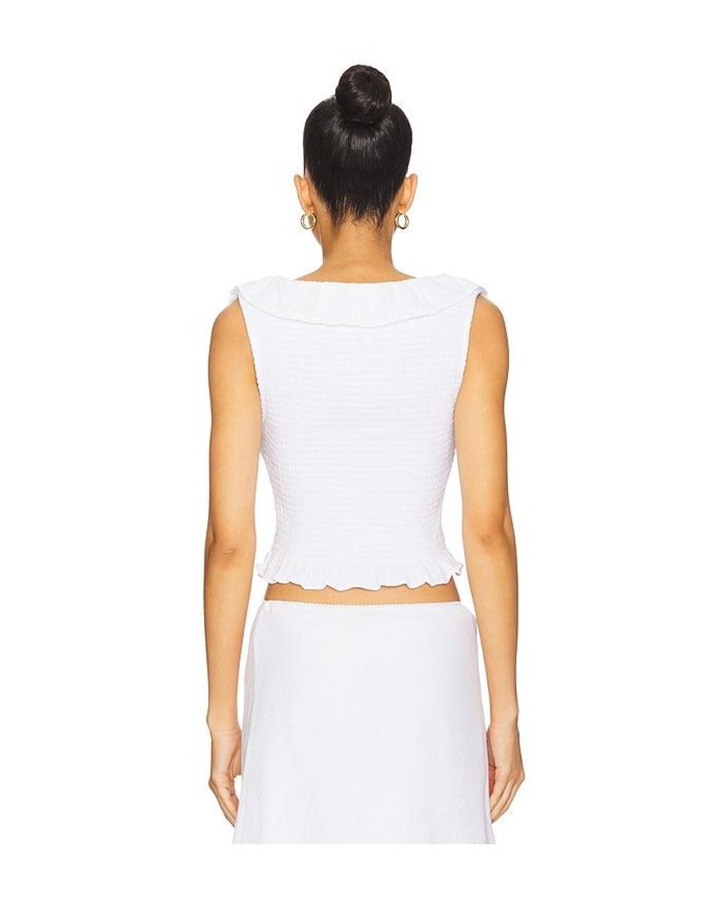 GUIZIO White Paloma Smocked Top