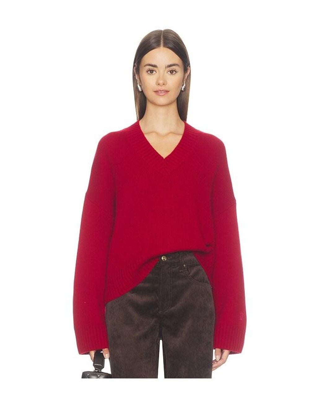 VIR VITA Red Filippa Cashmere V Neck Sweater
