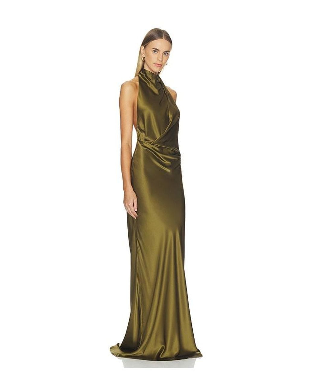 The Sei Green Halter Drape Bias Gown