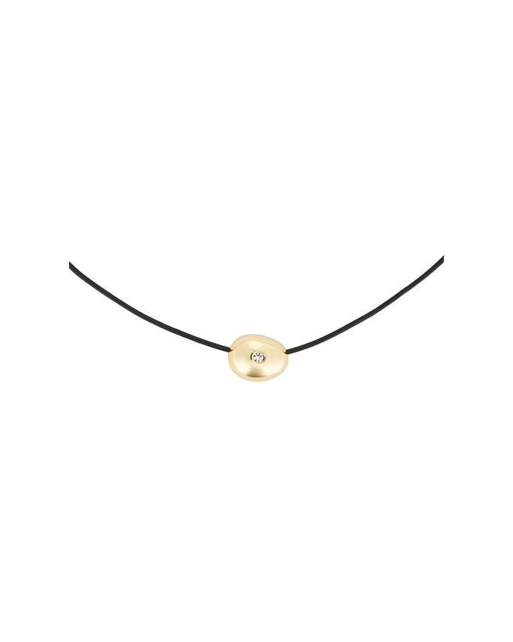 Ettika Black Polished Pebble Leather Pendant Necklace