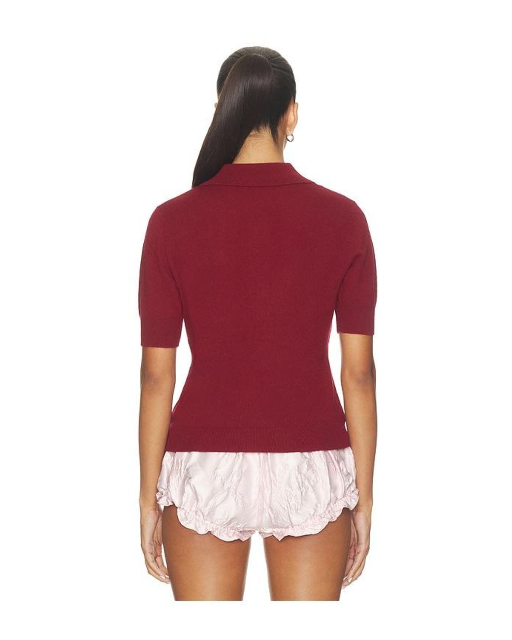 AKNVAS Red Ailey Cashmere Wool Blend Polo With Embroidery