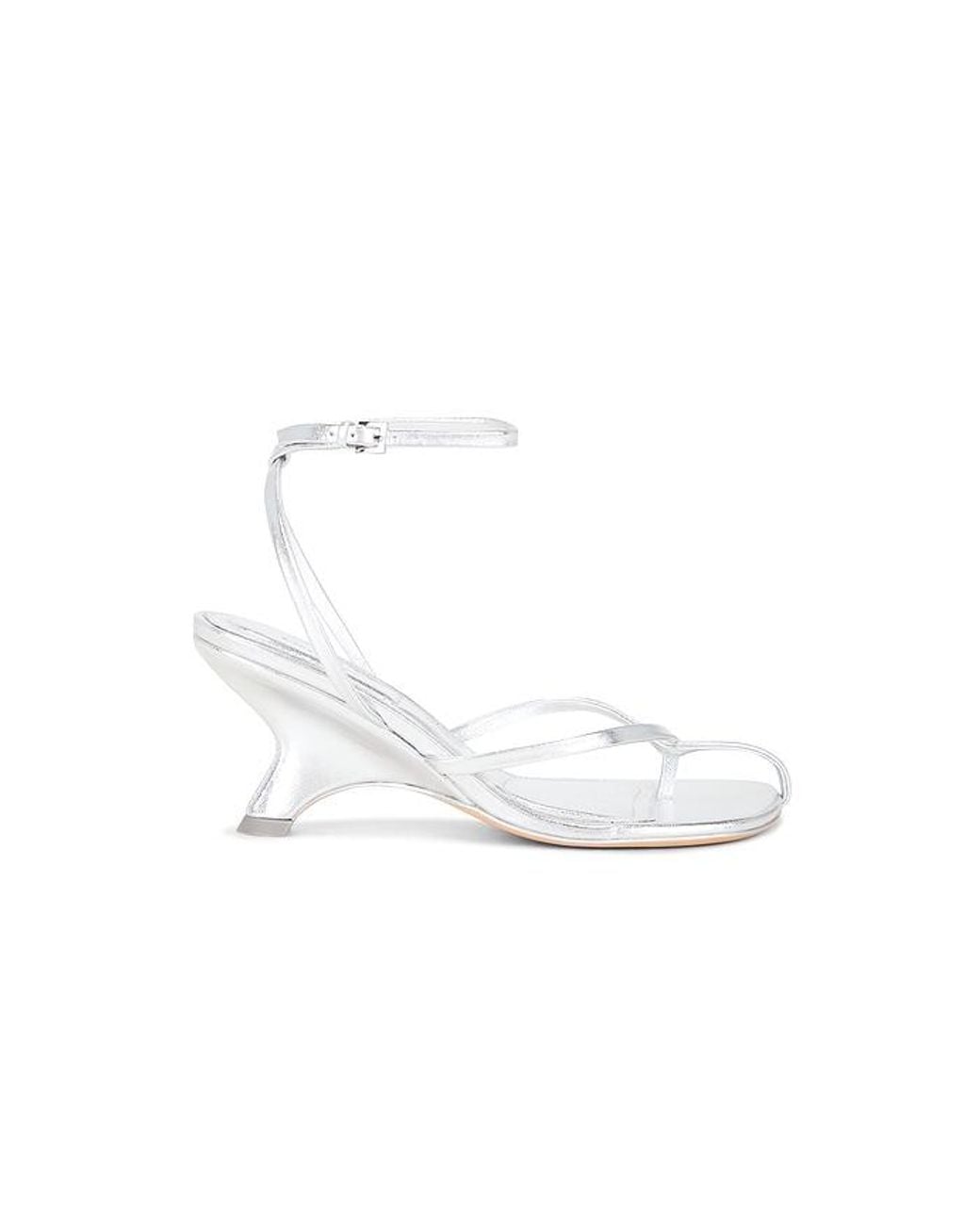 Jonathan Simkhai White Kelsey Metallic Leather Strappy Wedge