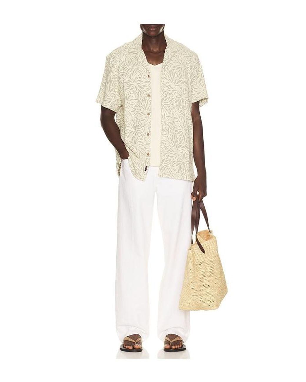 Faherty Brand Natural Short Sleeve Oasis Camp Shirt for men