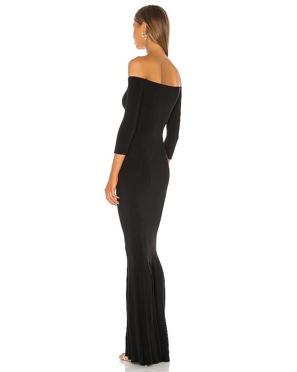 Norma Kamali Black Off The Shoulder Fishtail Gown