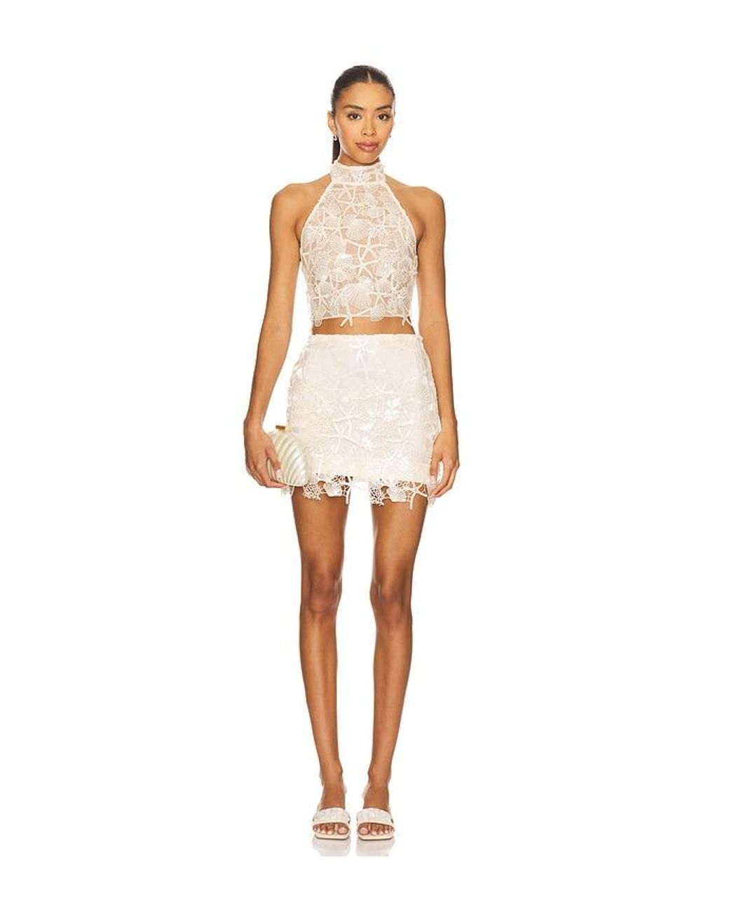 retroféte Natural Louelle Sequin Top