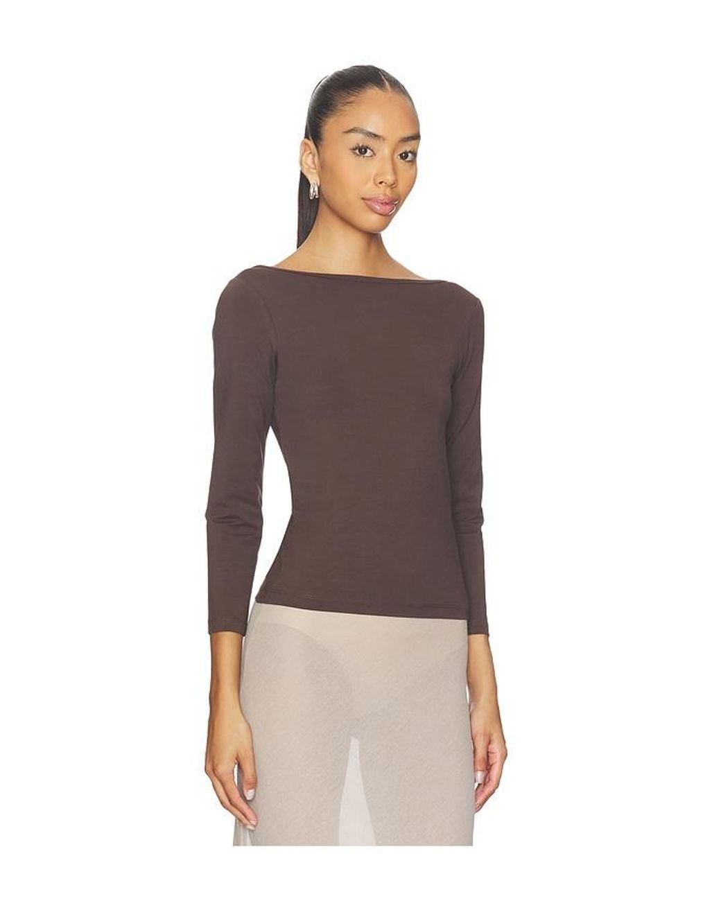 St. Agni Brown Soft Jersey Ballerina Top