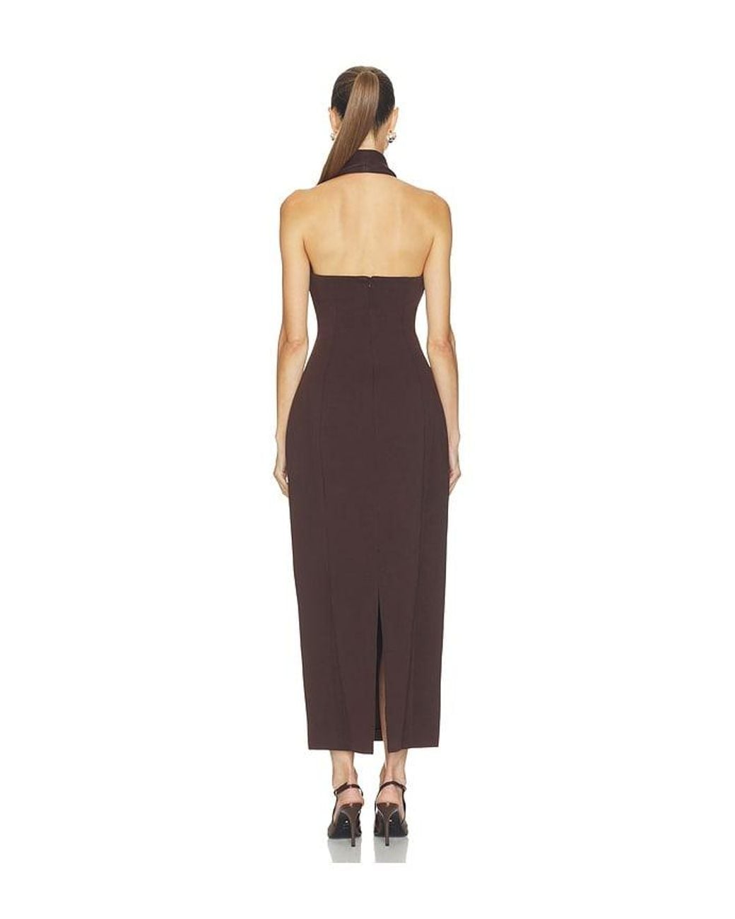 Odd Muse Brown Cotton Mix Zip Collar Midi Dress