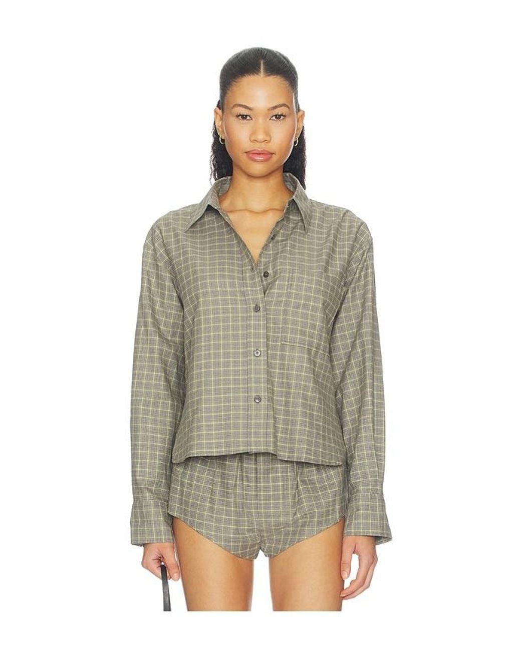 Closed Green Cropped Oversized Shirt