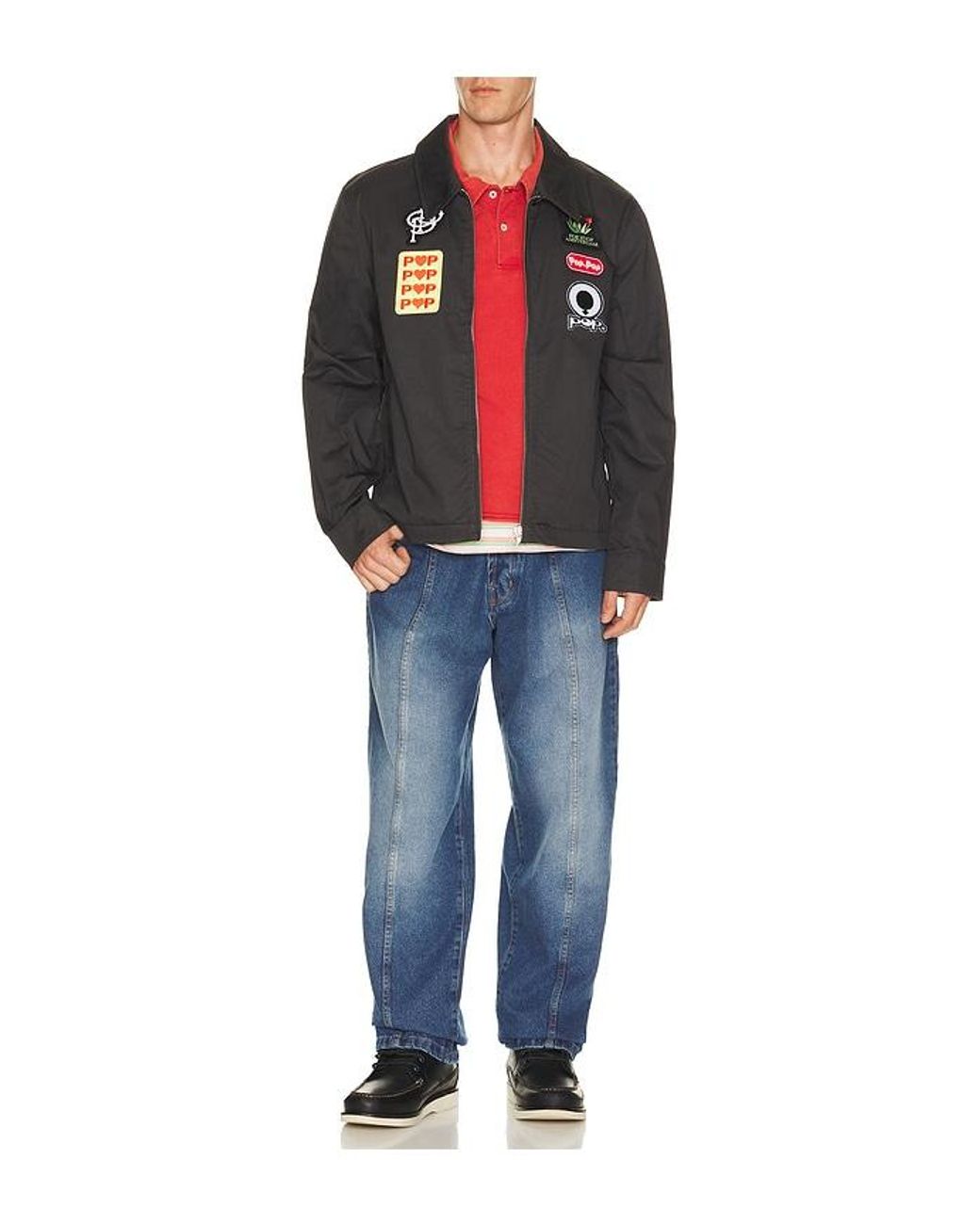 Pop Trading Co. Black Full Zip Worker Jacket for men