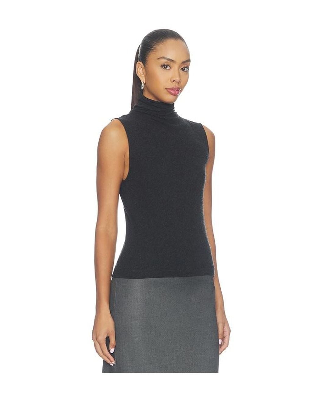 Enza Costa Black Cashmere Jersey Shell Top