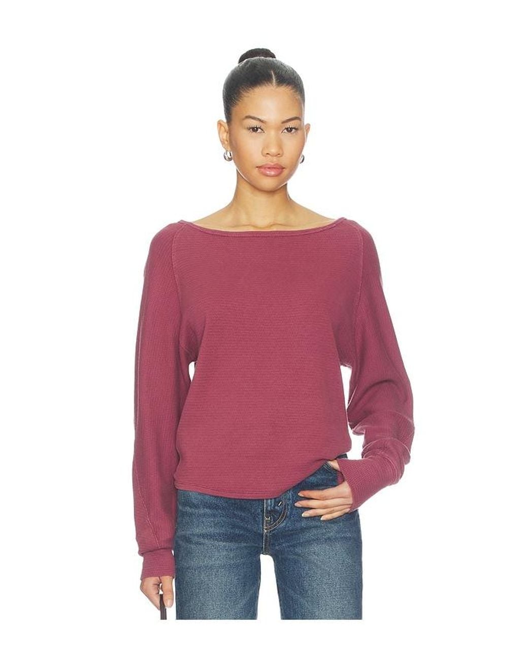 Free People Red X We The Free Jess Long Sleeve Tee