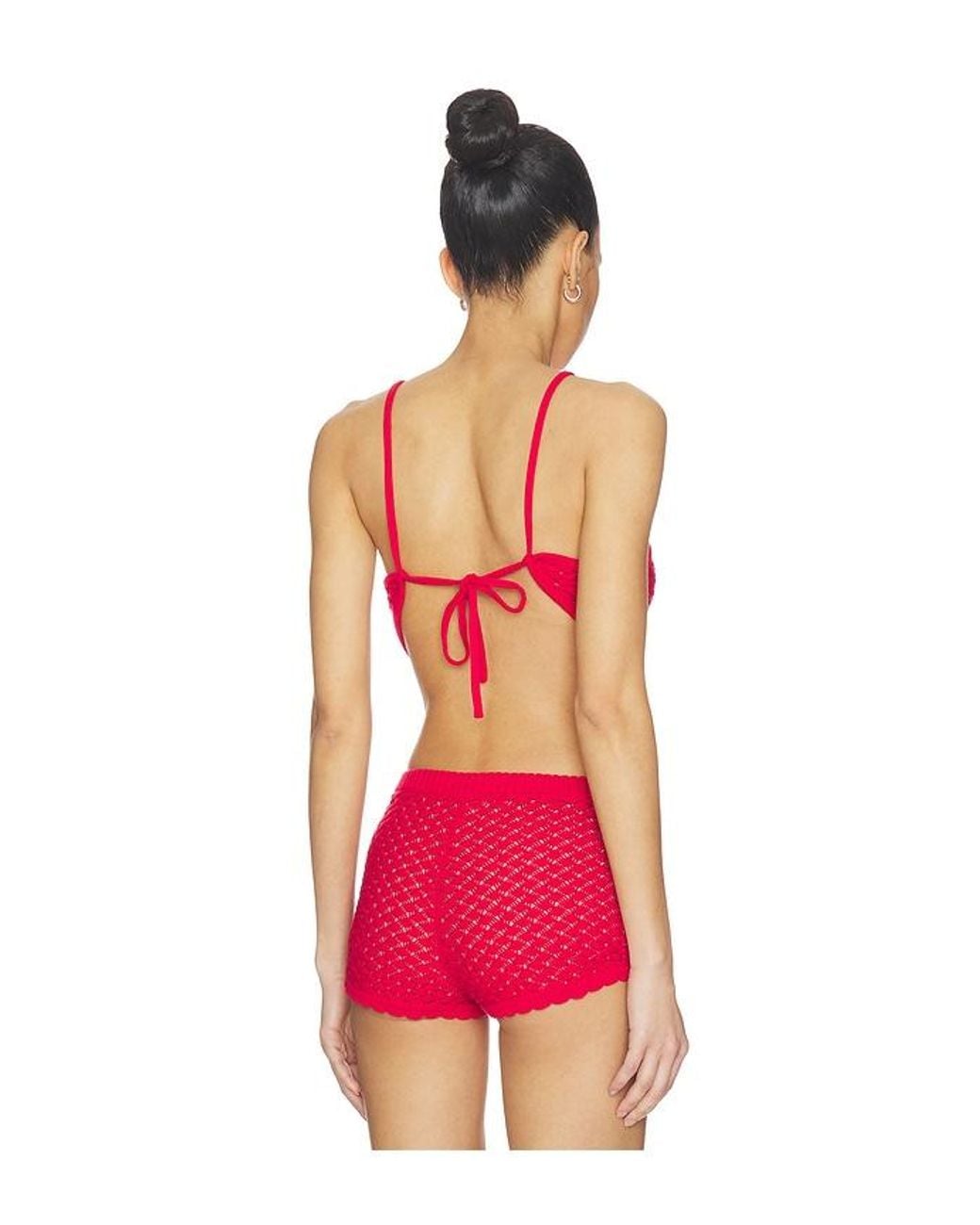 Lovers + Friends Red Daniella Pointelle Tie-Back Tank