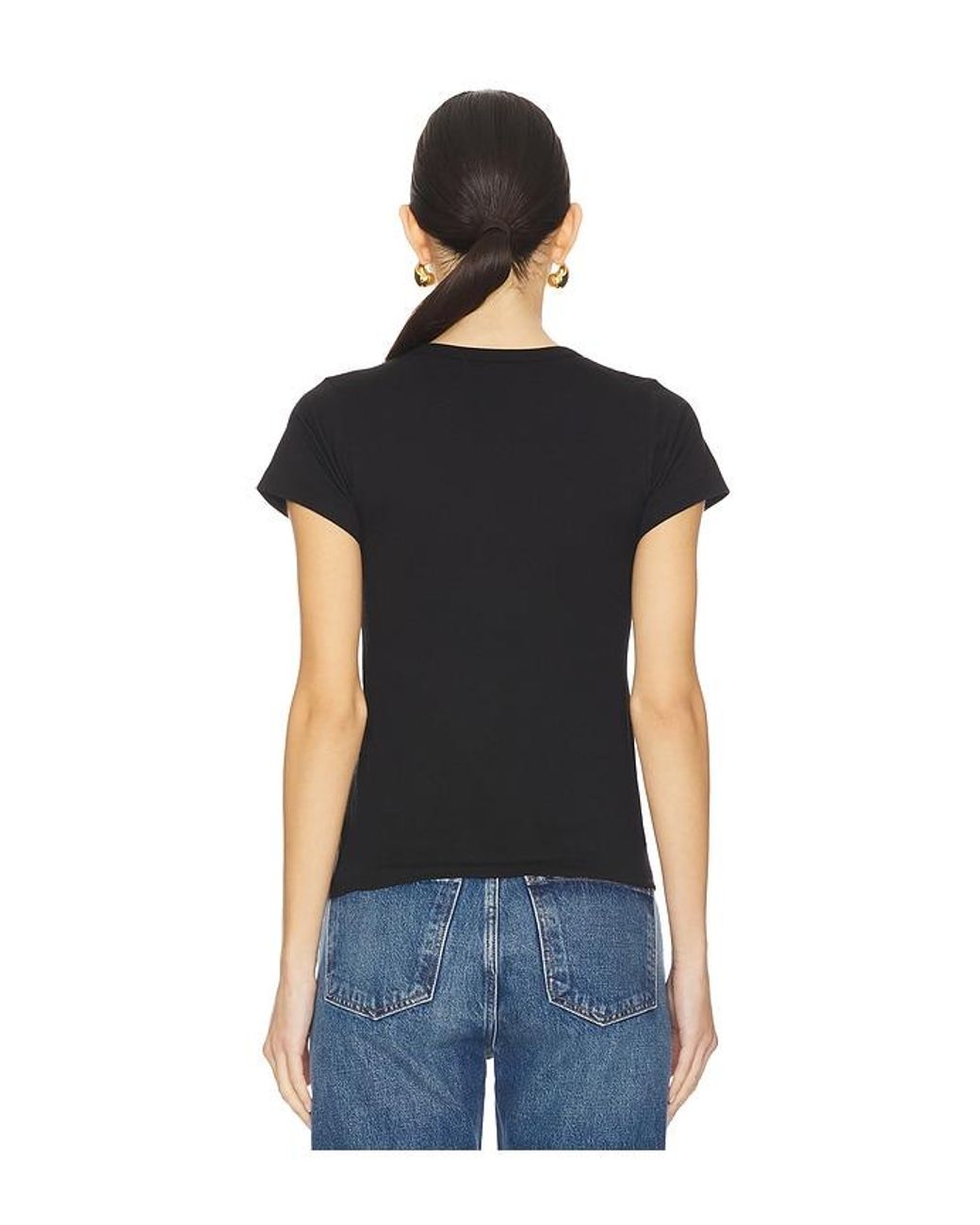 ÉTERNE Black Fitted Crewneck Short Sleeve Top