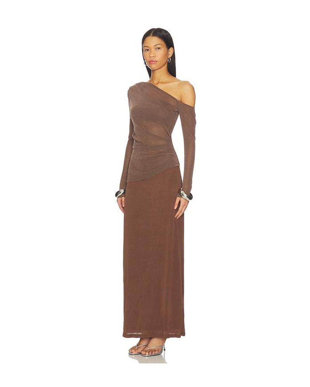 SOVERE Brown Zeya Long Sleeve Dress