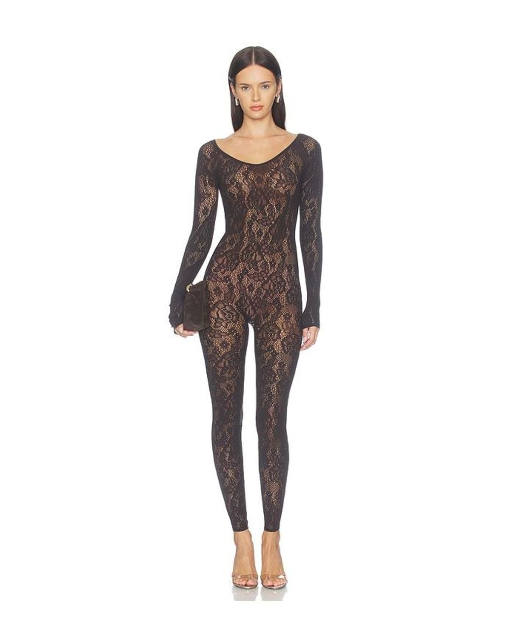 Wolford Multicolor Infinite Rose Net Jumpsuit