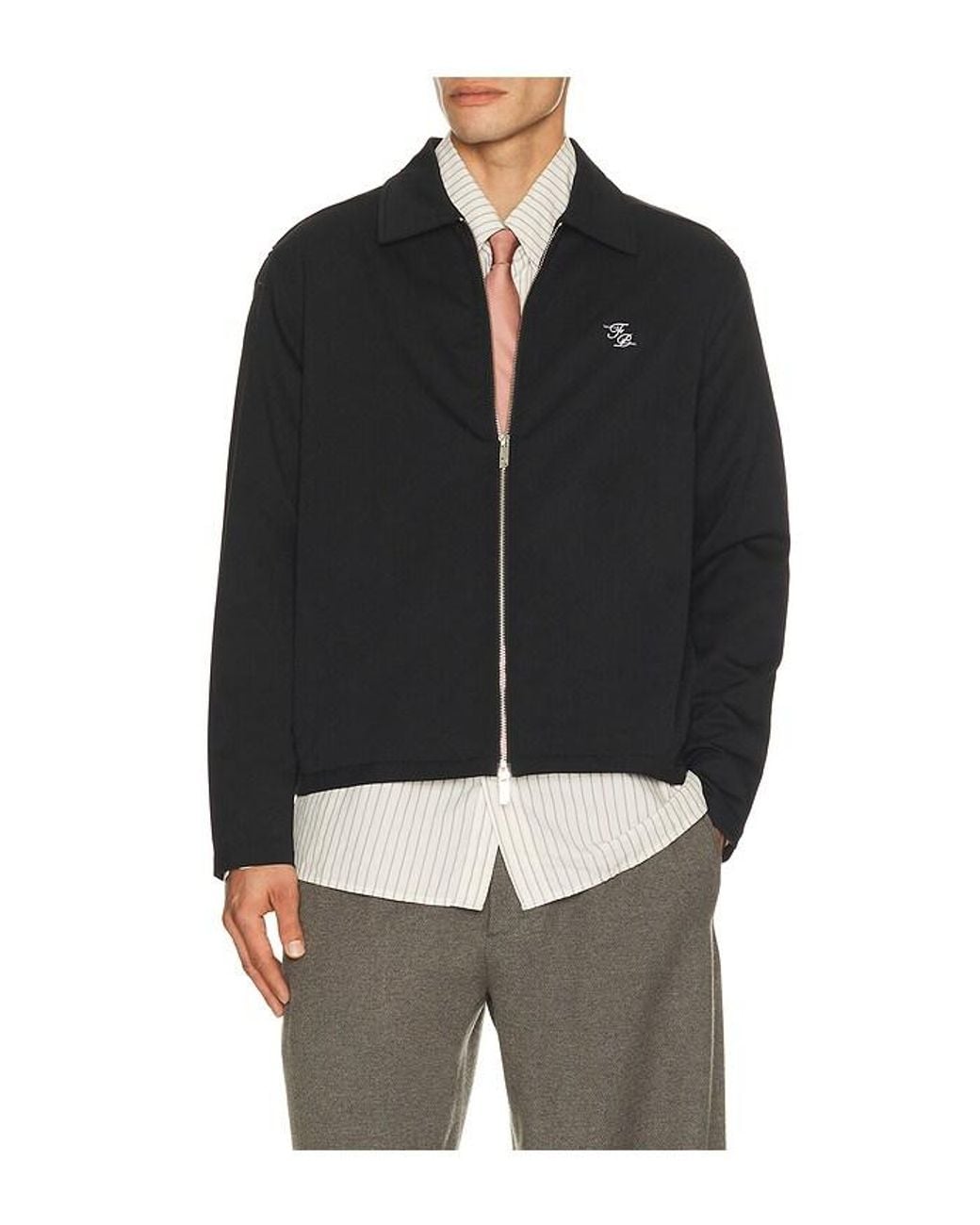 Filling Pieces Black Twill Wool Coach Jacket for men