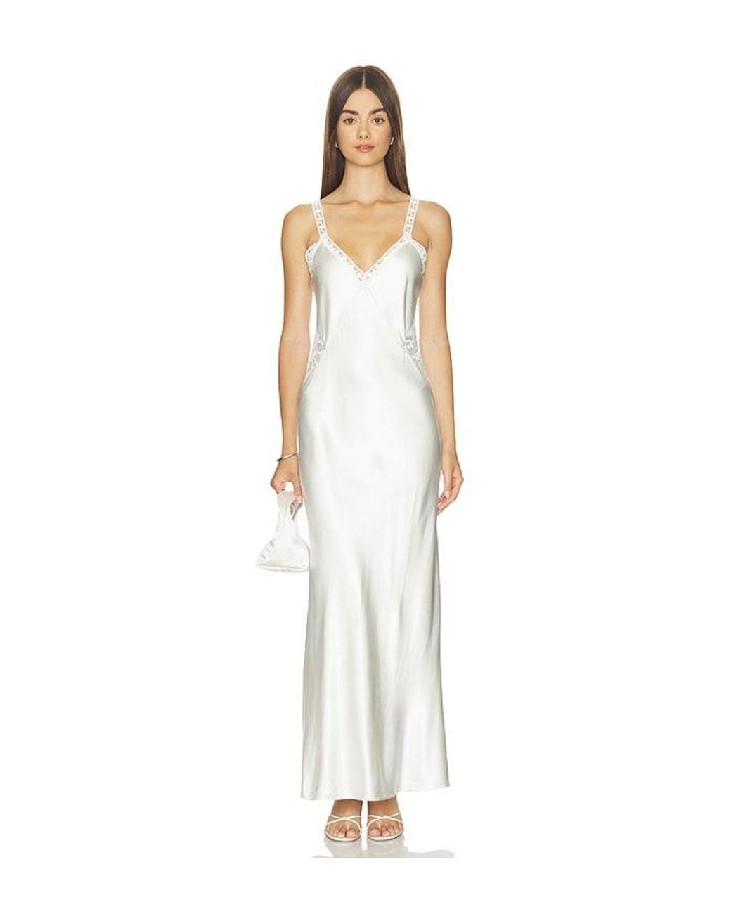 Generation Love White Milena Lace Combo Liquid Satin Maxi Dress