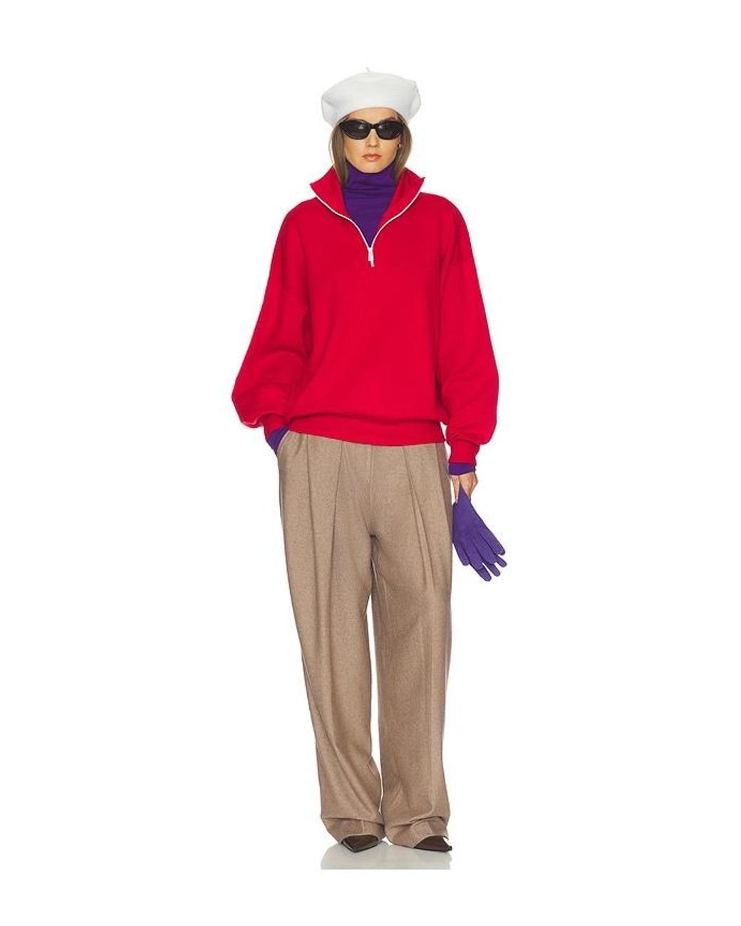 Helsa Red Zionn Classic Knit Half Zip