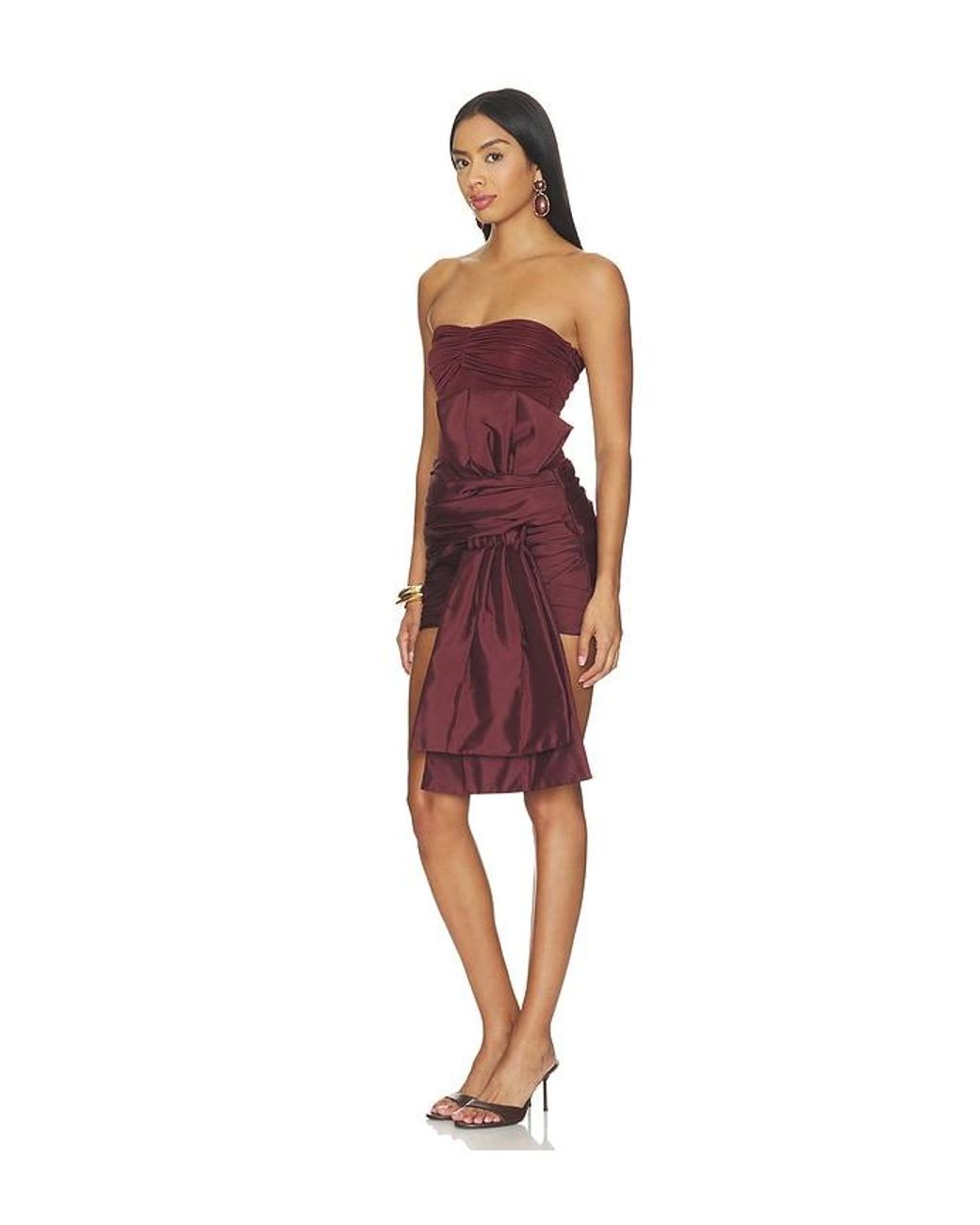 PATBO Red Taffeta Tarsila Bow Mini Dress