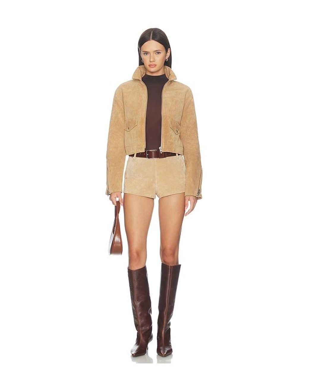 Blank NYC Natural Suede Moto Jacket