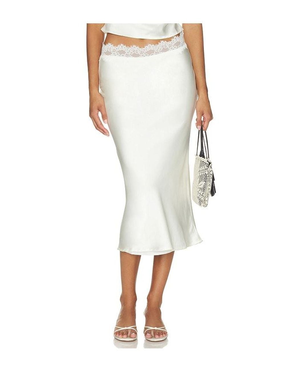 MORE TO COME White Rowan Lace Midi Skirt