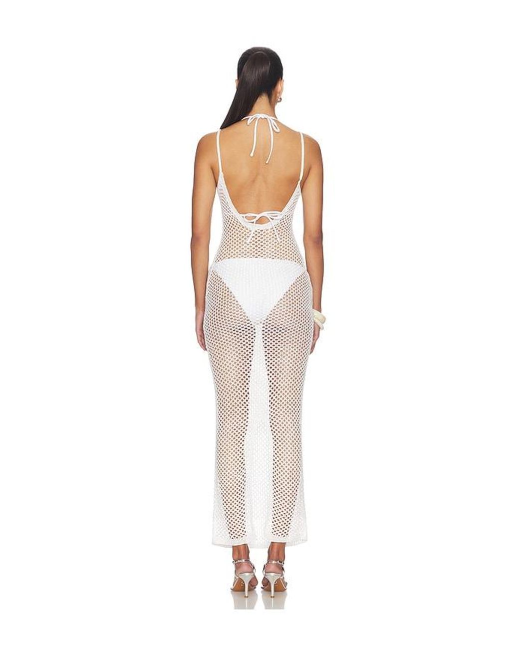 superdown White Dillon Crochet Maxi Dress