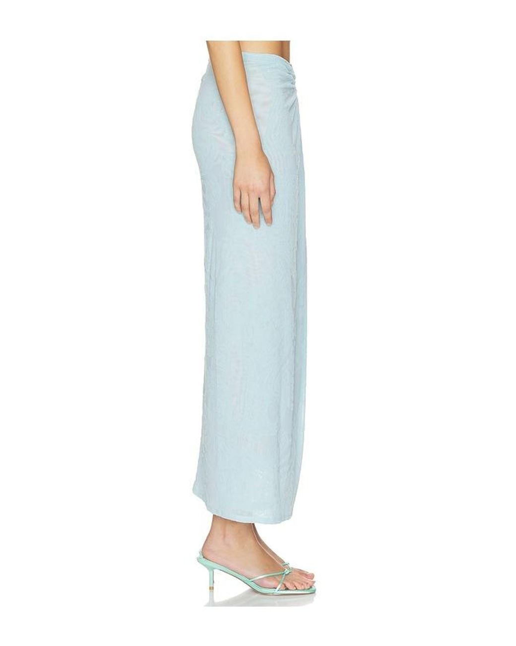 AFRM Blue Lorli Burnout Velvet Skirt