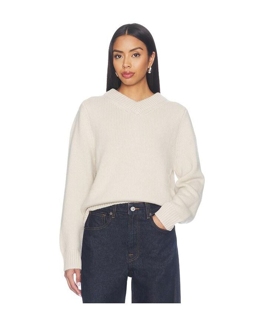 Soft Goat Blue Chunky V-Neck Sweater