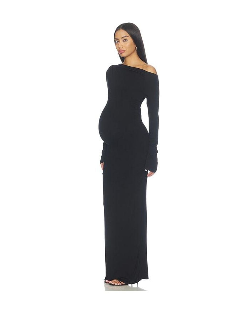 BUMPSUIT Blue Soft Rib Draped Maxi Dress
