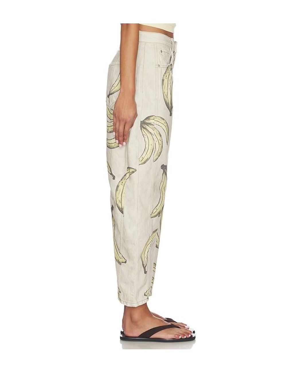 Free People Natural X We The Free Good Luck Printed Jean