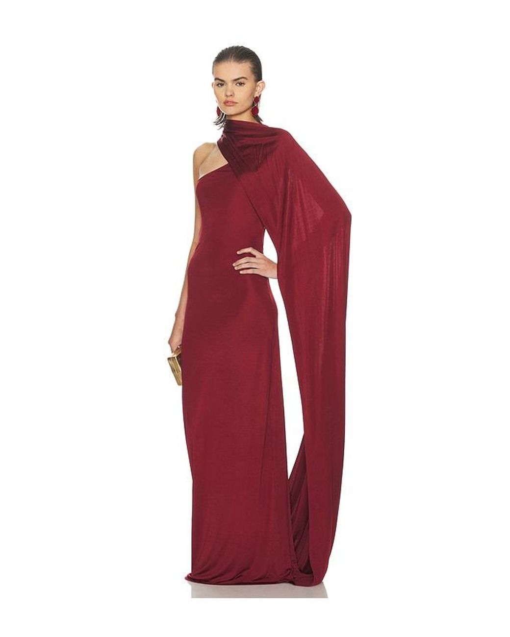 Helsa Red The Muse Cape Jersey Dress