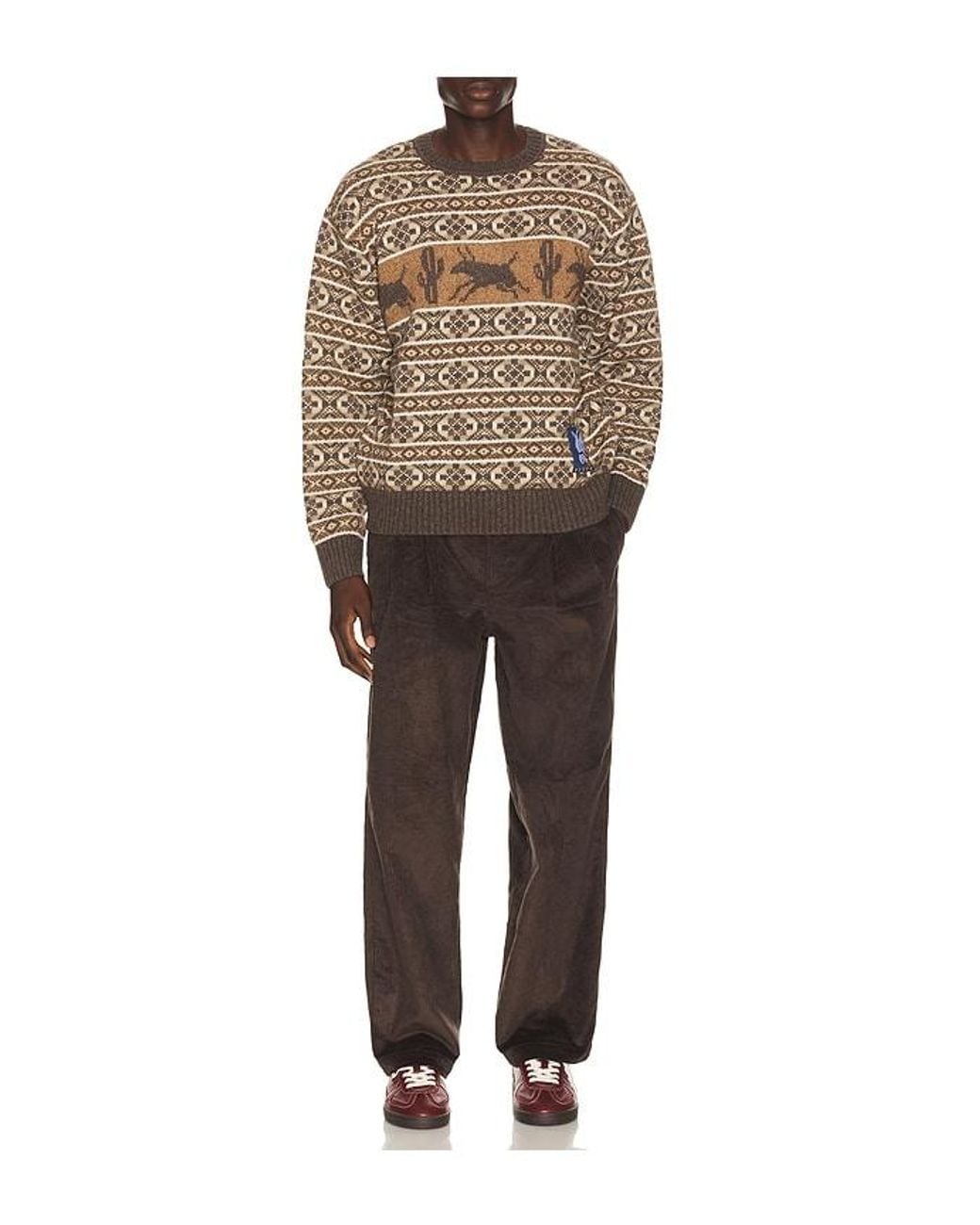 by Parra Brown Cactus Bull Knitted Pullover for men