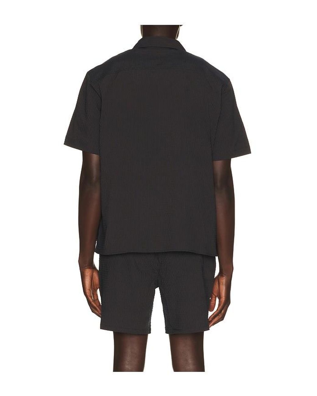 Percival Black Rowan Seersucker Boxy Shirt for men