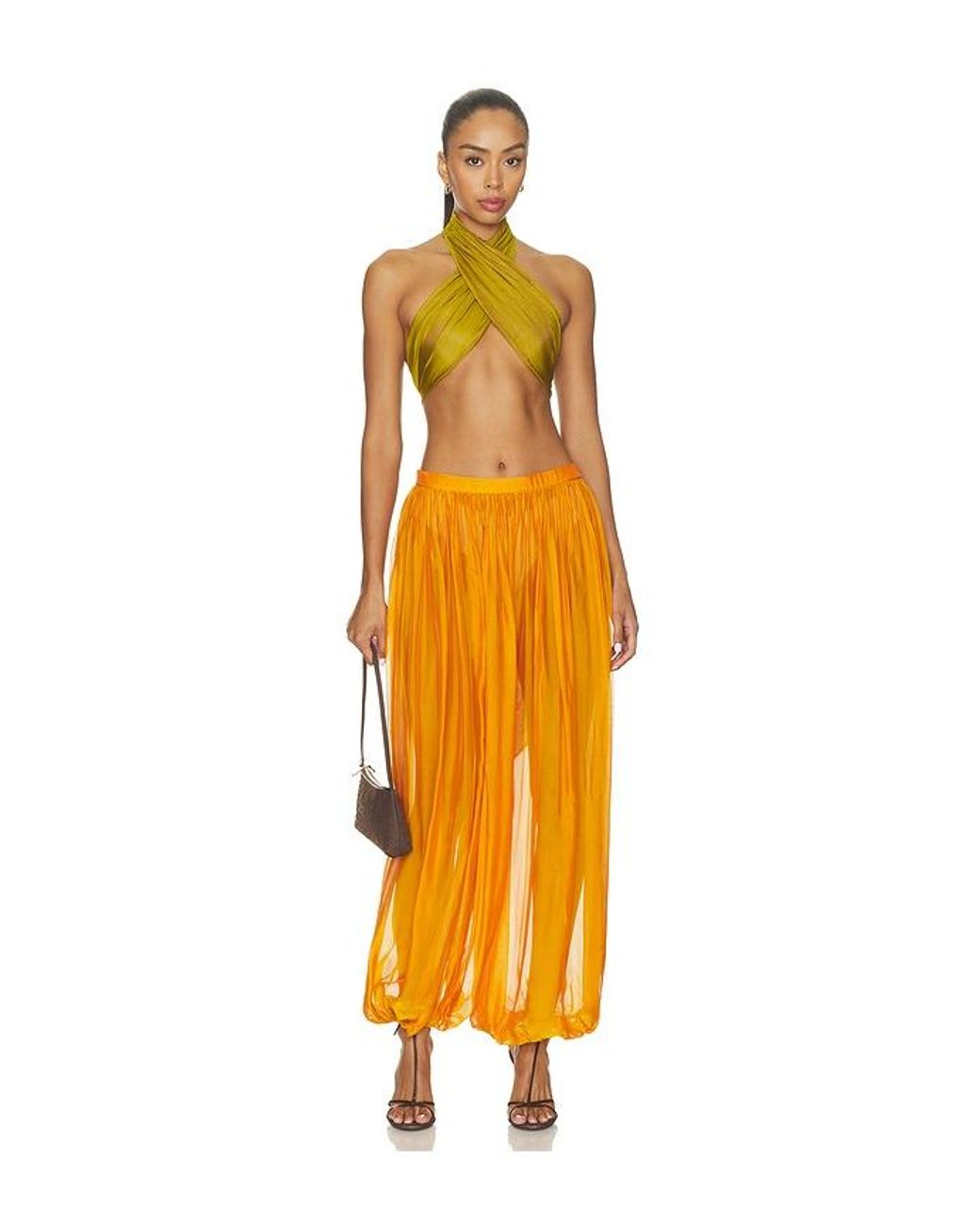 retroféte Orange Evolet Chiffon Pant